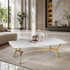 The Roman Rectangular Marble Coffee Table - GOLD (Stainless Steel)