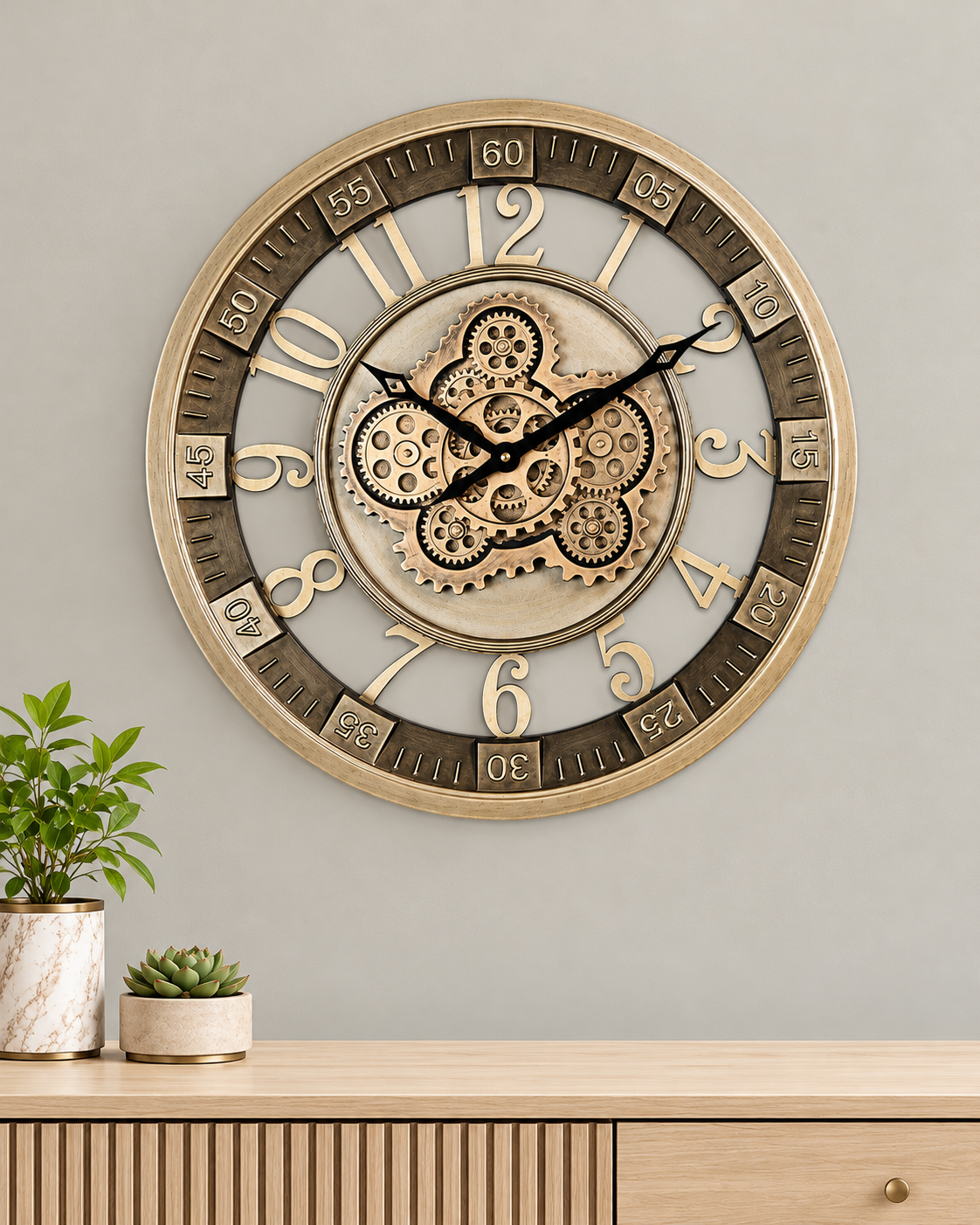 Epoch Elegance Luxury Designer Watches Wall Clock Online With Moving Gear Mechanism Buy Wall Clock Online (Steel Body)