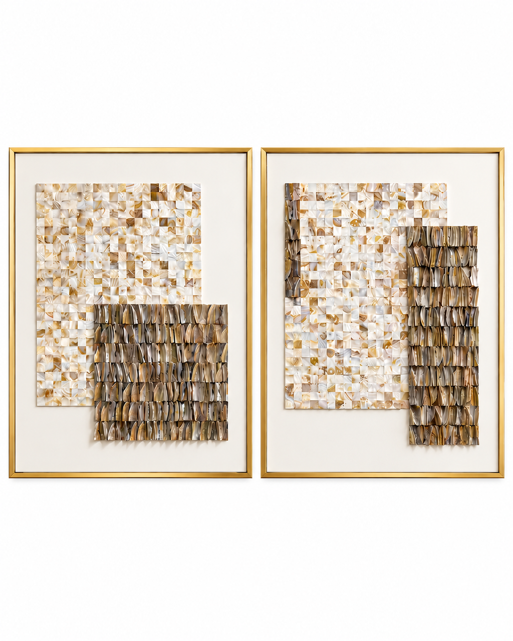 Shell Wave Wall Art Shadow Box & Wall Decoration Item - Set of 2