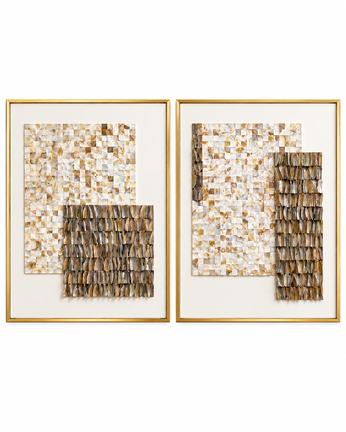 Shell Wave Wall Art Shadow Box & Wall Decoration Item - Set of 2