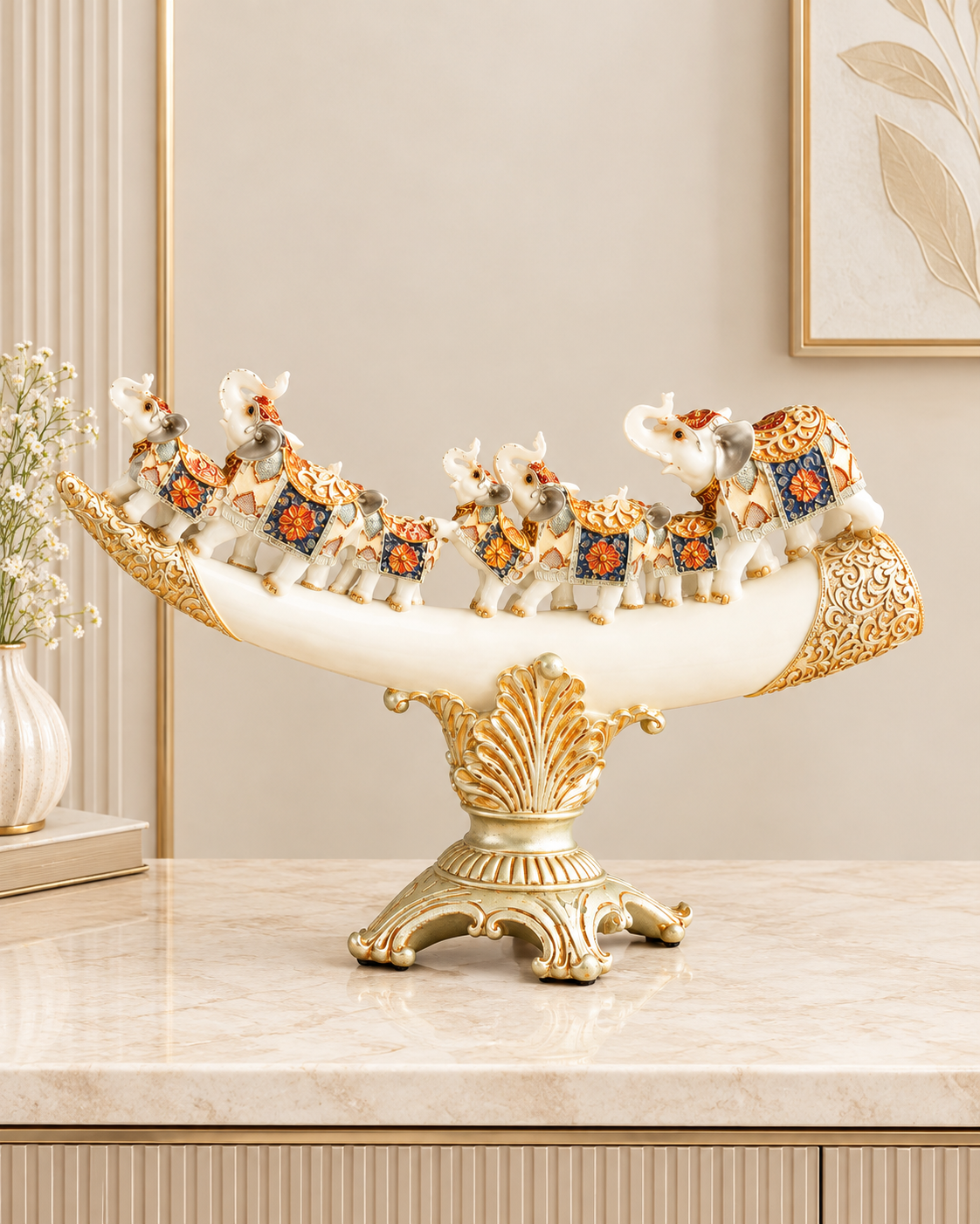 The Jaipur Royal Elephant Family Table Decoration Showpiece & Home Decoration Items