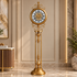 Classic Crown Luxury Designer Standing Clock With Moving Gear Mechanism (Steel Body) (With Light & Remote)