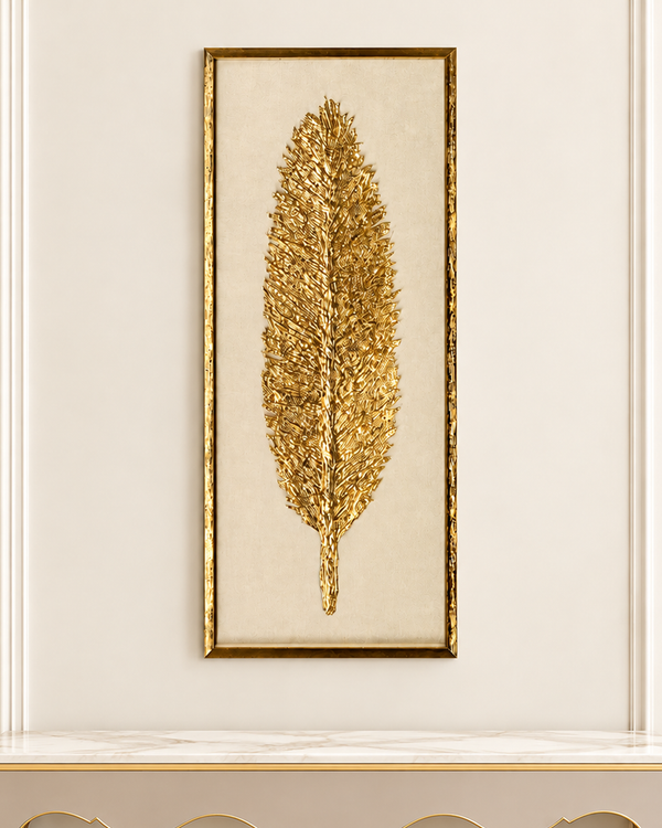 The Golden Feather Shadow Box Wall Decoration Piece