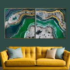 Verdant Sparkle Resin Art Wall Painting - Set of 2