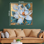 Flower Power Handpainted Wall Paintings For Living Room & Wall Decoration Items (With outer Floater Frame) (40 x 40 Inches)