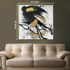 Golden Abstract Modern 100% Hand Painted Decorative Wall Painting Art (40 x 40 Inches)