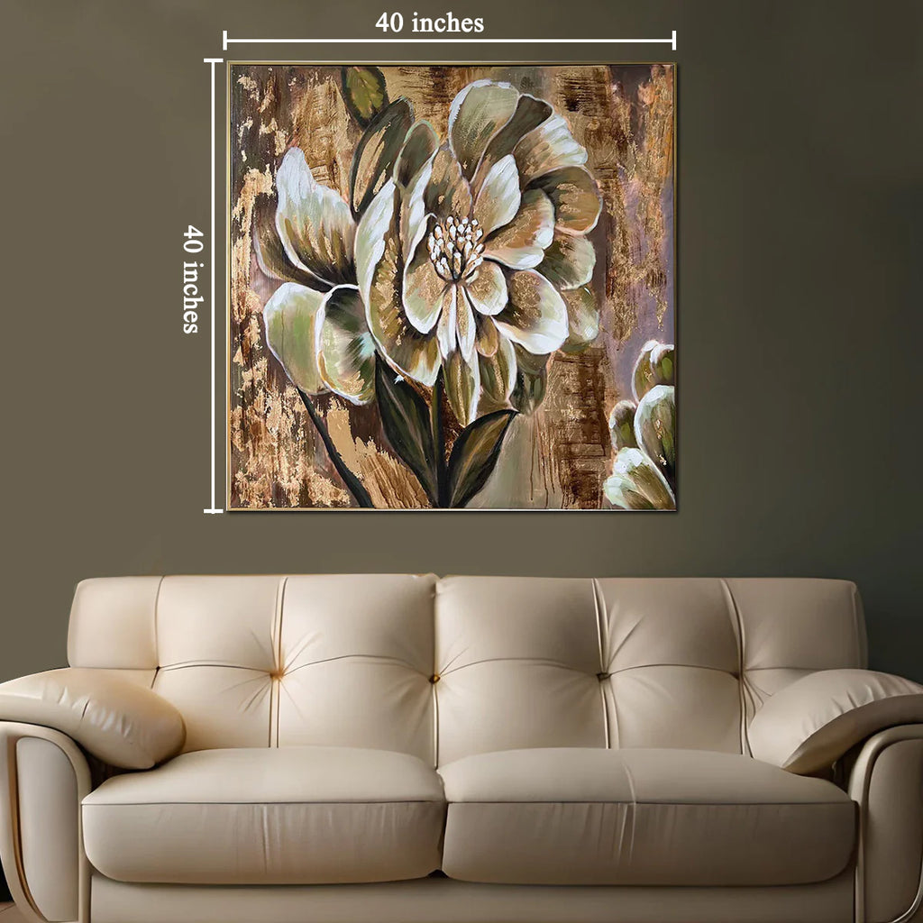 Enchanting Blossoms Hand painted Painting modern Art (With outer Floater Frame) (40 x 40 Inches)