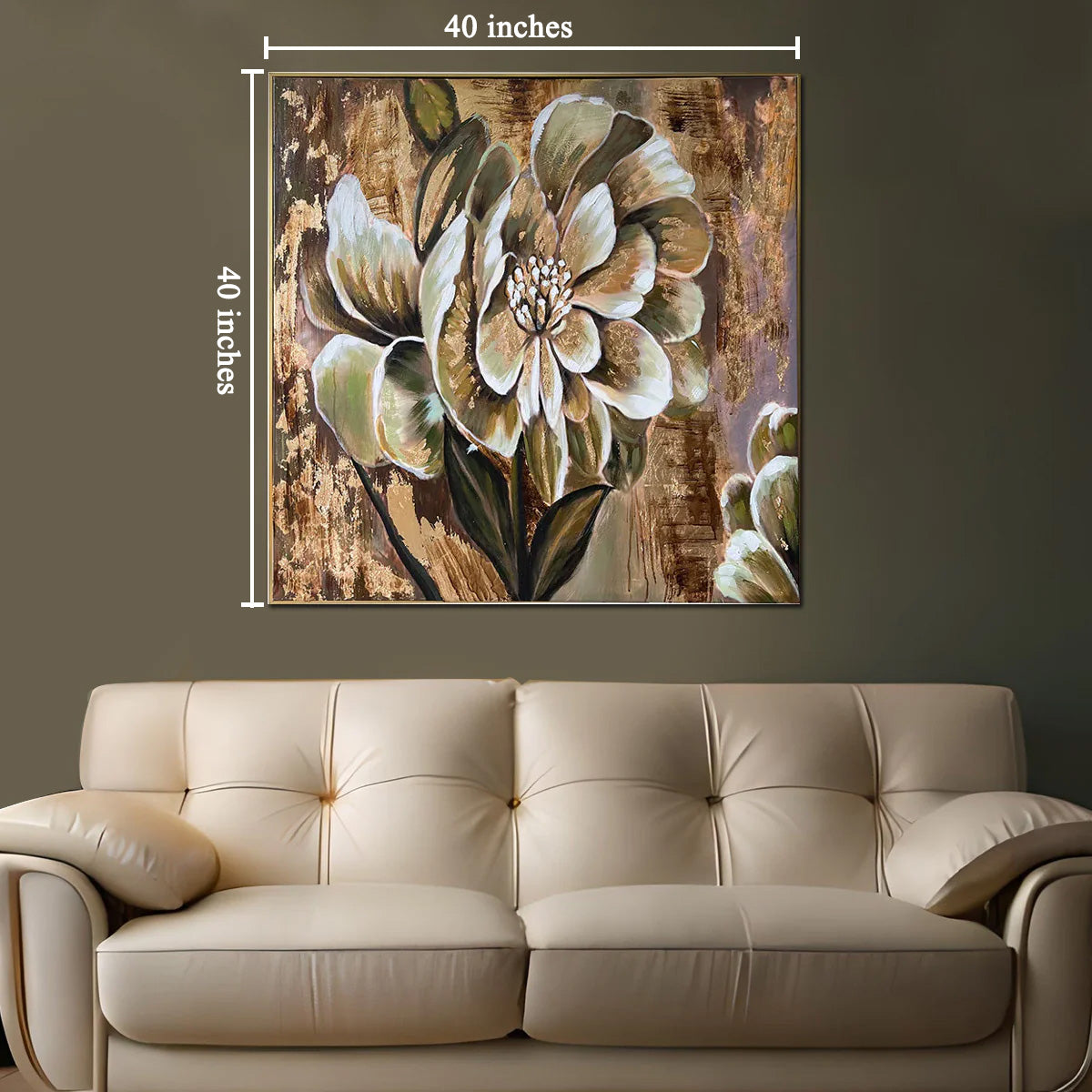 Enchanting Blossoms Hand painted Painting modern Art (With outer Floater Frame) (40 x 40 Inches)