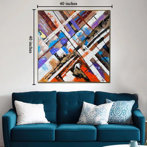 Blissful Brushstrokes Modern Art Paintings (With outer Floater Frame)