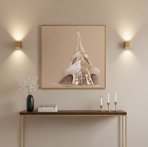 Eiffel Heights Harmony Hand painting painting for Home Wall (With Outer Floater Frame) (39x39 Inches)