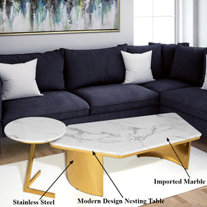 Opulent Orbit Centre Table for Living Room - Set of 2 (Stainless Steel)