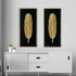 The Golden Glittered Feather Shadow Box Wall Decoration Piece - Set of 2