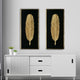 The Golden Glittered Feather Shadow Box Wall Decoration Piece - Set of 2