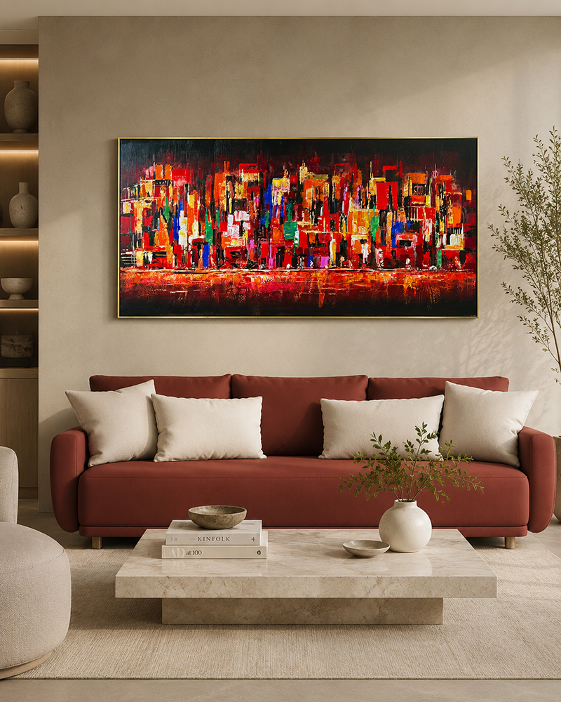 Artistic Amalgamation Hand painting painting for home Wall (With Outer Floater Frame)