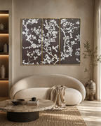 Tranquil Sparrow Symphony 100% Hand Painted Wall Painting (With Golden Outer Floater Frame frame)