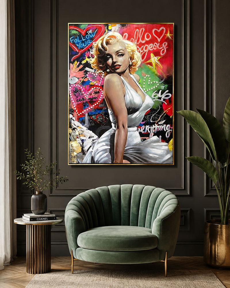 Marilyn's Timeless Charm Hand painting painting for home Wall (With Outer Floater Frame) (47x35.5 Inches)