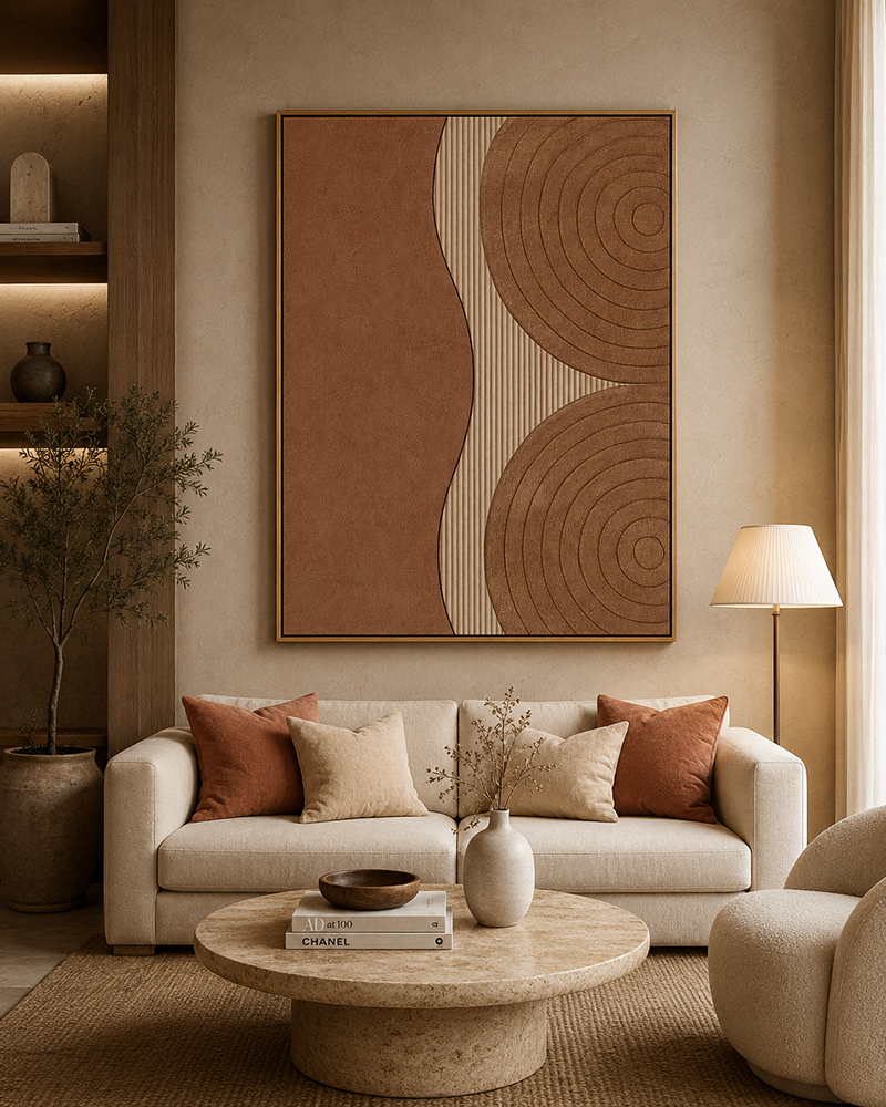 Earthy Rhythm Hand Wall Decor Paintings for Home ( 47x31.5 Inches )