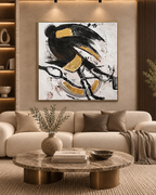 Golden Abstract Modern 100% Hand Painted Decorative Wall Painting Art (40 x 40 Inches)