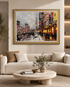 An English Evening Hand painted Wall Art (With Outer Floater Frame) (47x36 Inches) (Victorian Frame)