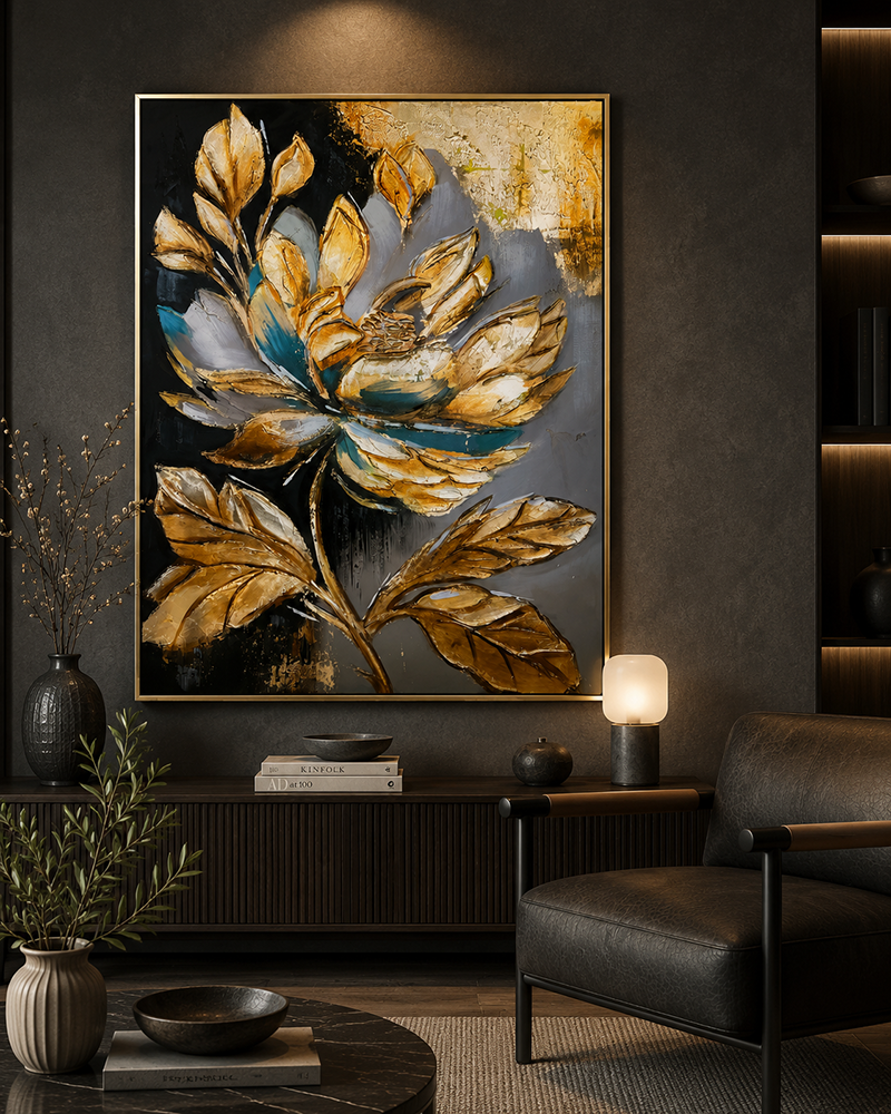 Luminous Blossom 100% Hand Painted Painting for Wall Art Paintings & Wall Decor Item (With outer Floater Frame)