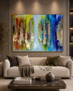 Its a Colourful World Abstract 100% Hand Painted Abstract Paintings (With Outer Floater Frame)( 36 x 48 Inches)