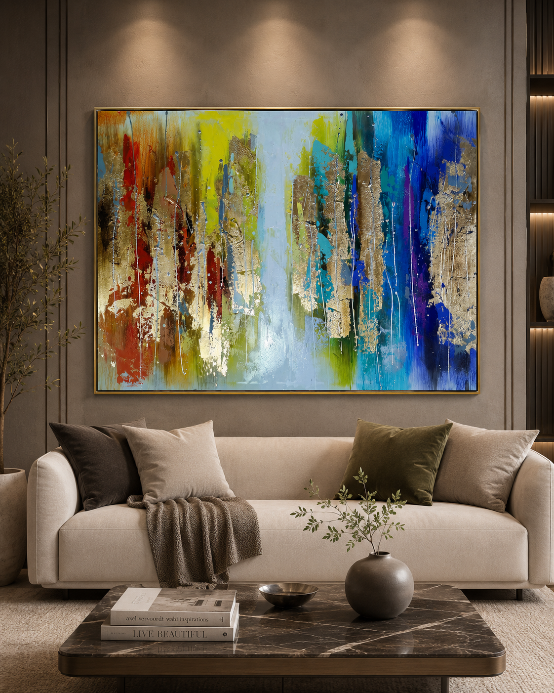 Its a Colourful World Abstract 100% Hand Painted Abstract Paintings (With Outer Floater Frame)( 36 x 48 Inches)