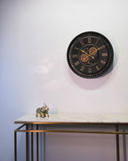 Midnight Dial Luxury Designer Wall clocks for the Home With Moving Gear Mechanism (Steel Body)