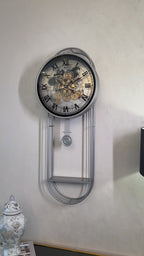 Phantom Dial Designer Silent Movement Pendulum Clock With Moving Gear Mechanism (Steel Body)