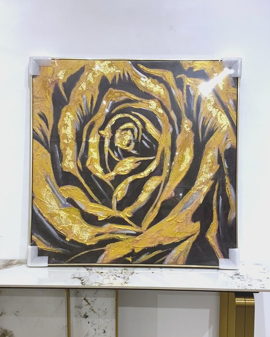 Natural Reflections 100% Hand Painted painting for home Wall (With Outer Floater Frame) (40 x 40 Inches)