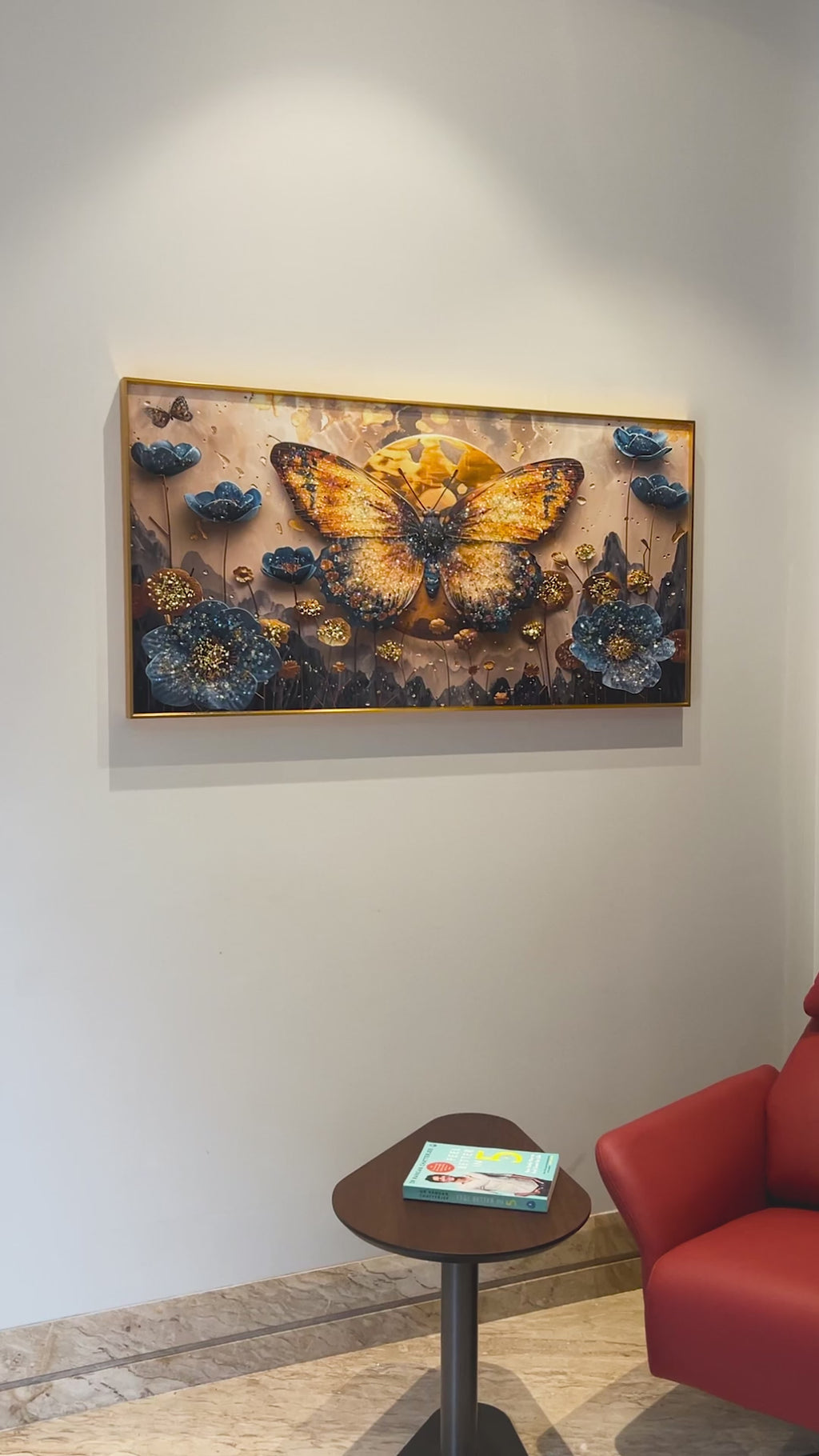 Butterfly Garden Crystal Glass Art Wall Painting For Home Décor