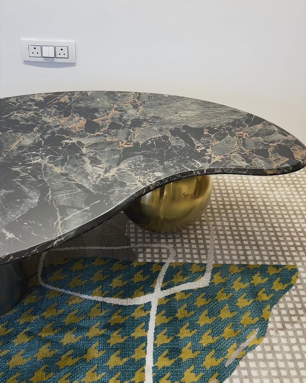 Retro Fusion Centre Table for Living Room (Stainless Steel) - Black Marble