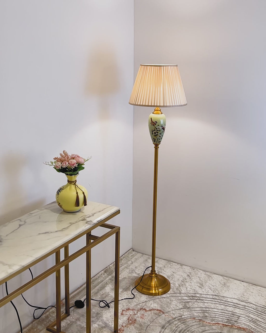 Fiesta Marble Effect Base Decorative Ceramic Floor Lamp
