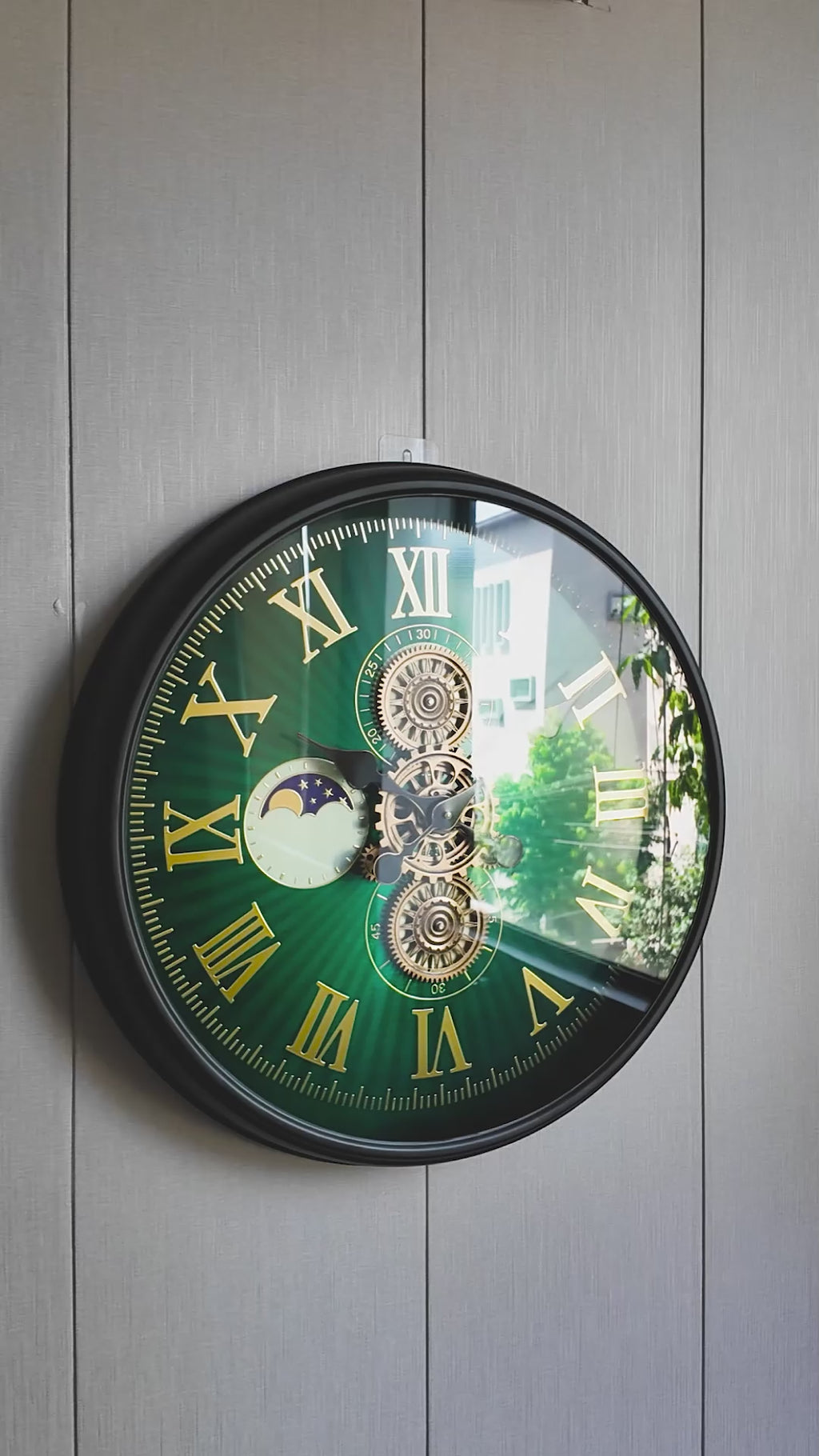 Grand Observatory Luxury Designer Silent Movement Wall Clocks for the Home With Moving Gear Mechanism Buy Wall Clock Online - Green (Steel Body)