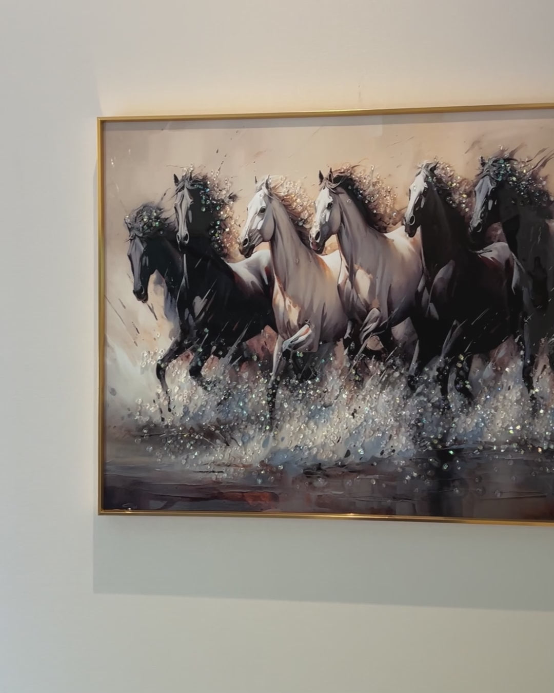 Seven Running Horses Wild Crystal Glass Painting