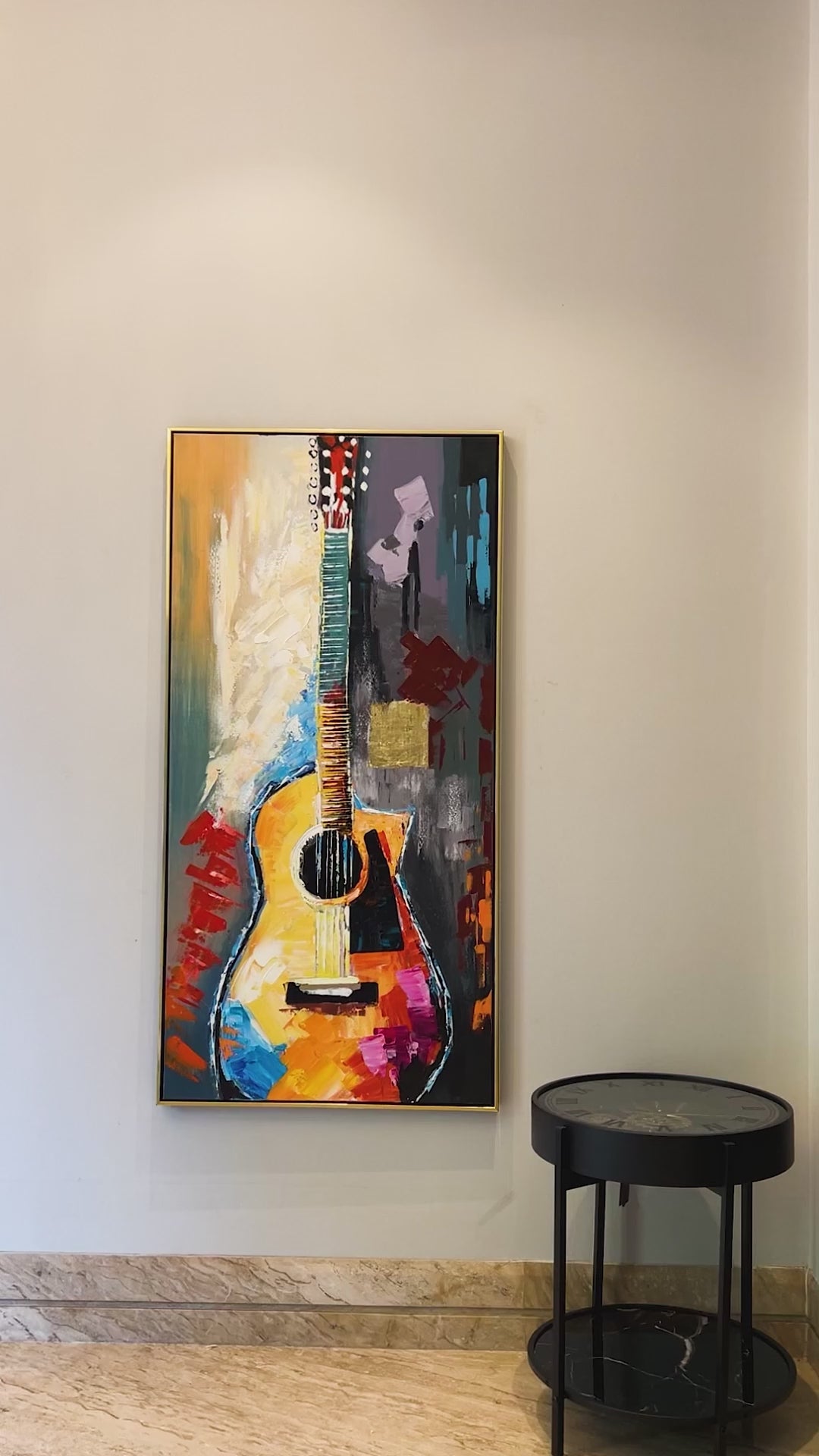 Rhythmic Hues 100% Hand Painted Wall Painting & Wall Decor Item (With outer Floater Frame)