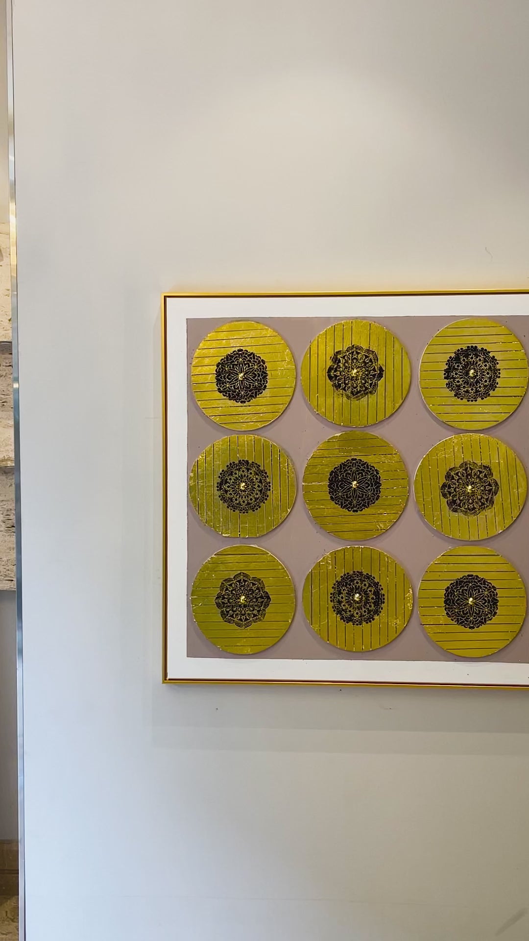 Radiant Circle Wall Hand Paintings for Home (Comes With an Outer Floater Frame) (40x40 Inches)