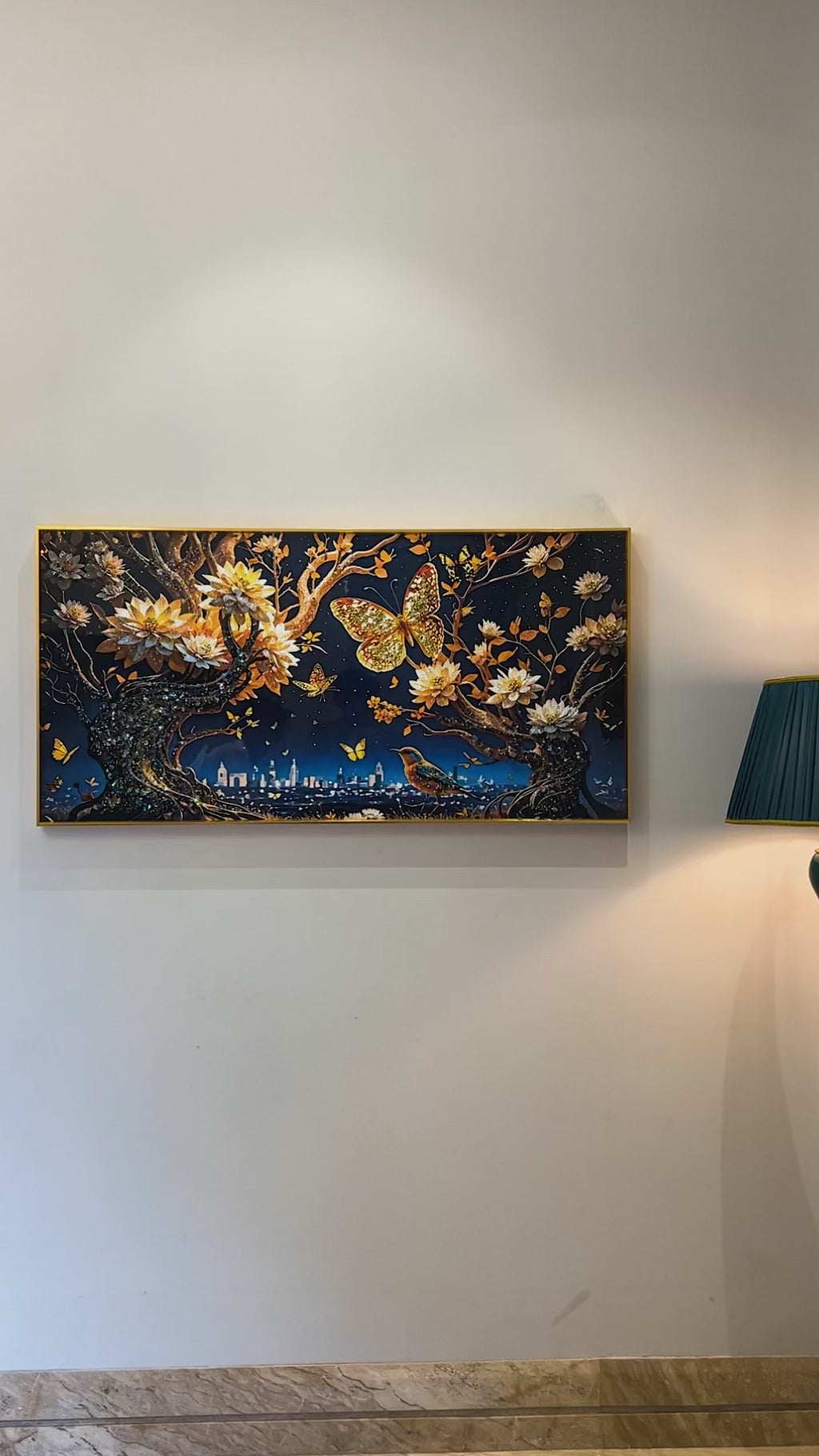 Floral Night Fantasy Crystal Glass Painting & Wall Decoration Items