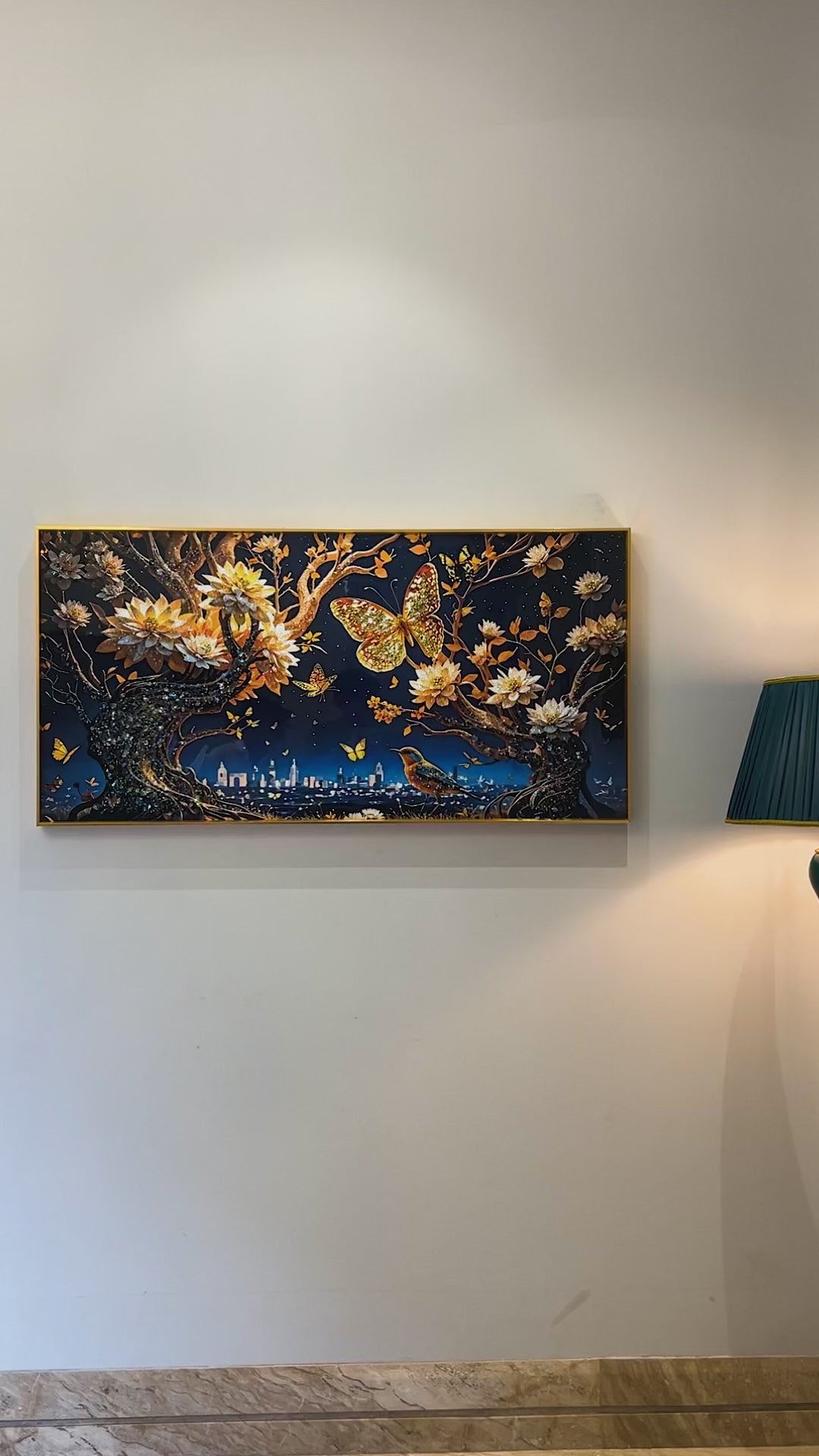 Floral Night Fantasy Crystal Glass Painting & Wall Decoration Items