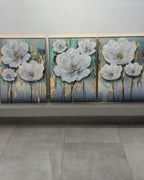 Rosy Reflections Crystal Glass Wall Decor Paintings for Wall Decoration at Home - Set of 3