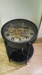 Phantom Dial Tea Table Clock With Moving Gear Mechanism (Steel Body)