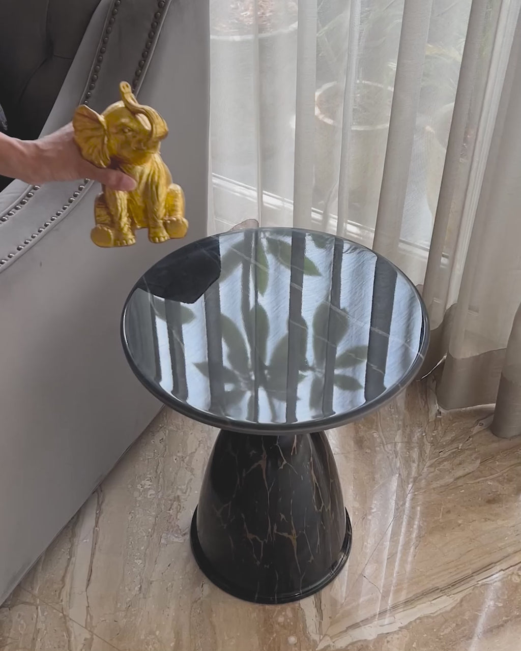 Obsidian Luxe Accent Side Table For Living Room
