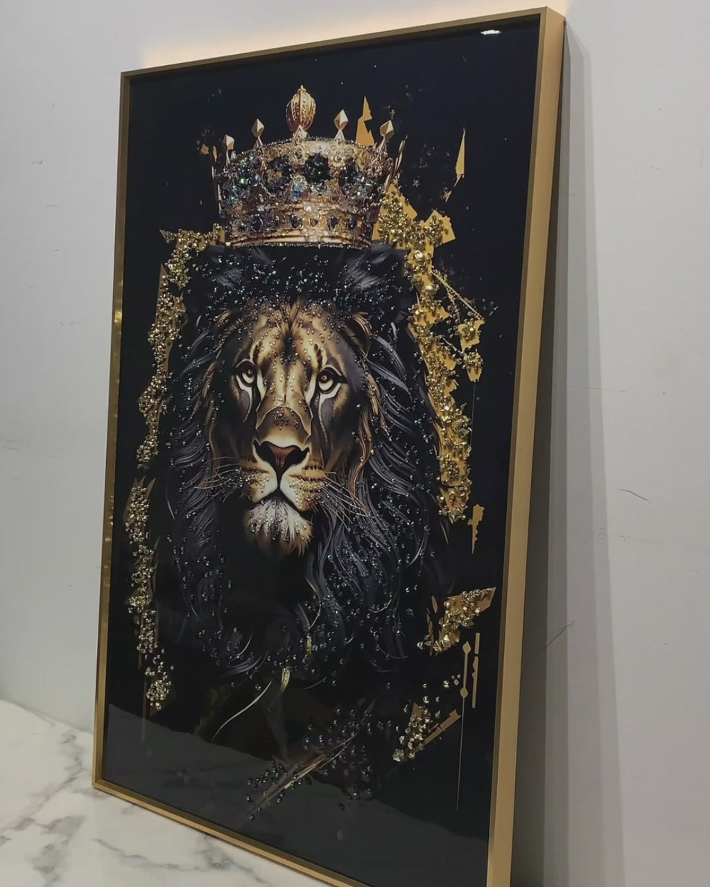 Kingdom's Guardian Crystal Glass Painting for Wall Art