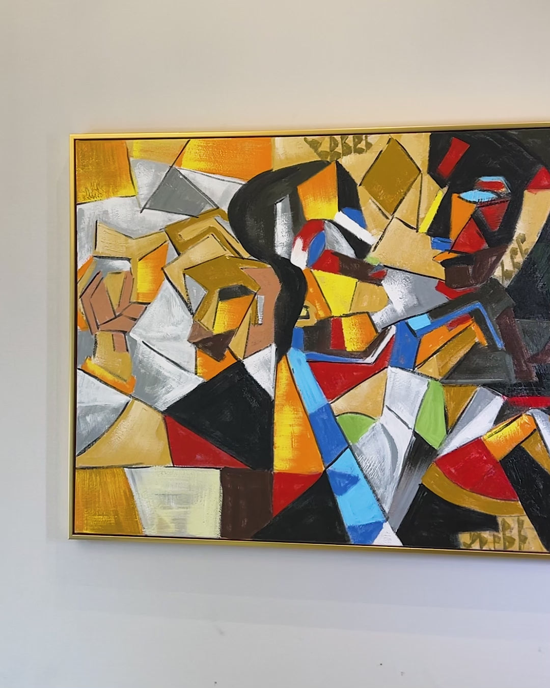 Fragments of Color 100% Hand Painted Wall Painting (With outer Floater Frame)  (55 x 32 Inches)