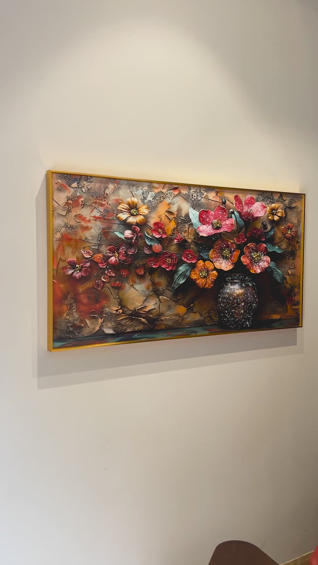 Bouquet in Vase Crystal Glass Art Wall Painting For Home Décor