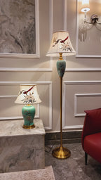 Alabama Floral Base Tall Floor & Celestial Shine Designer Table Lamp - Combo (Bird Shade)