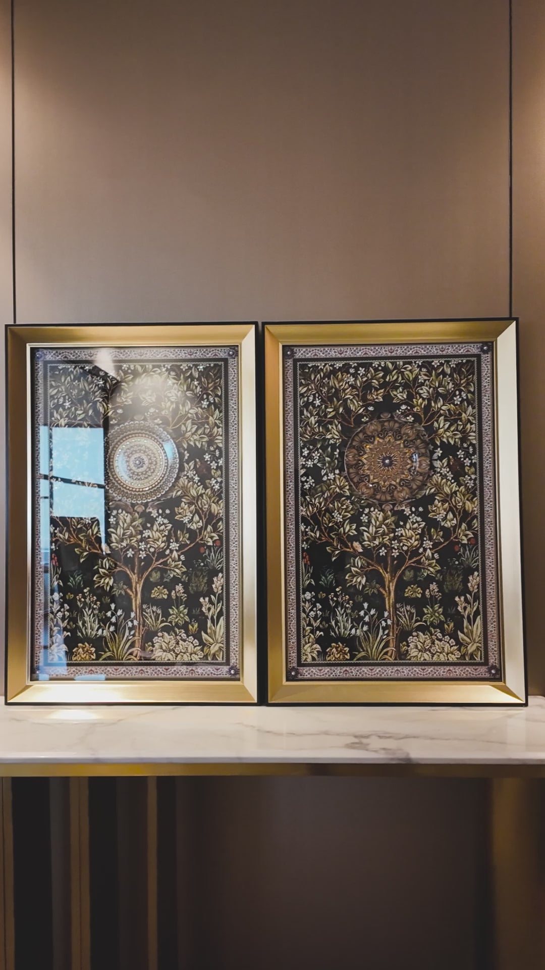 Royal Botanical Medallion Shadow Box for Wall Decoration & Wall Art