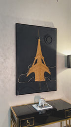 Golden Paris Nights Modern Wall Art ( 32 x 47 Inches )
