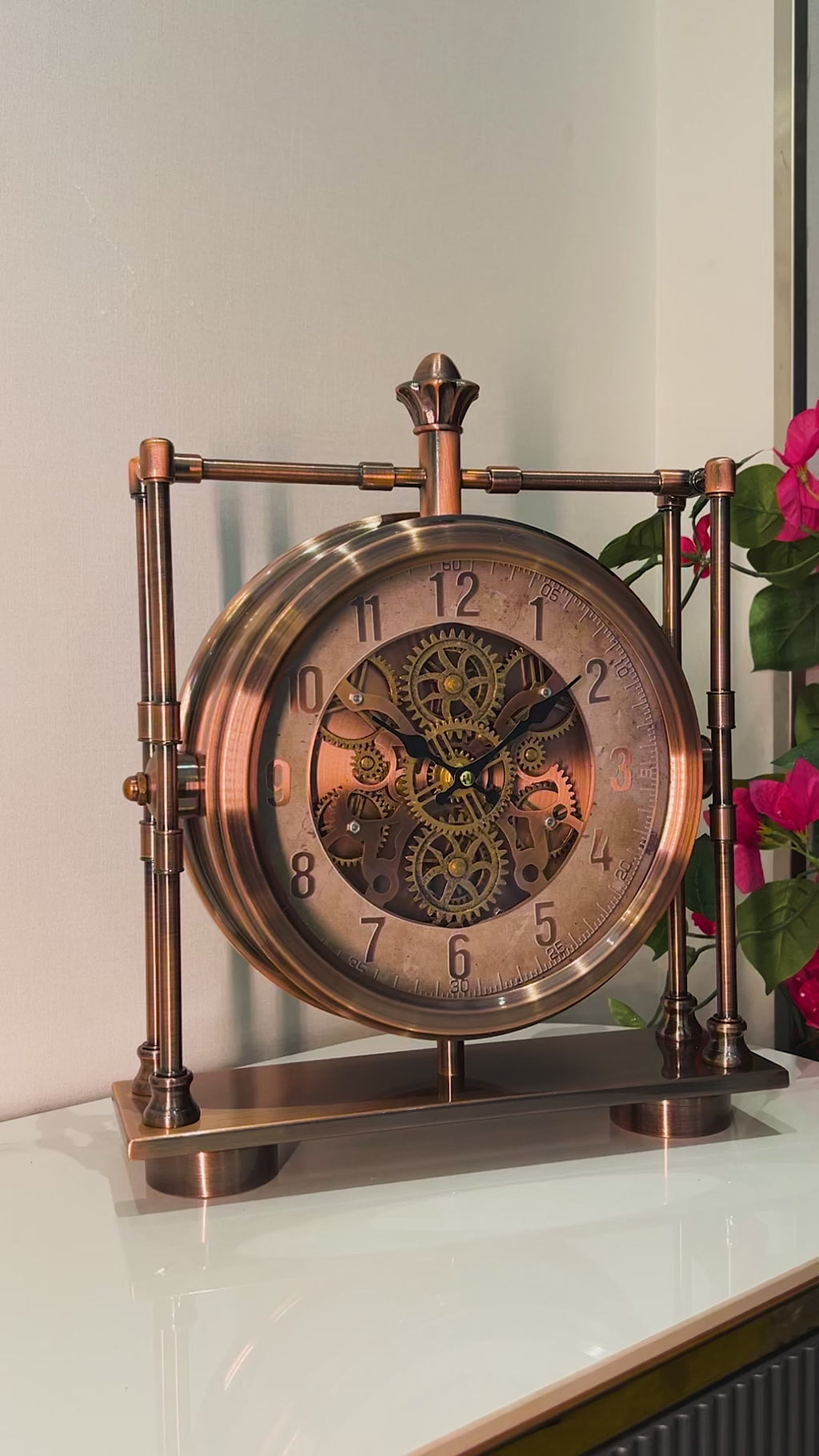 Dream Ticks Luxury Designer Table Clock With Moving Gear Mechanism Buy Table Clock Online (Steel Body)