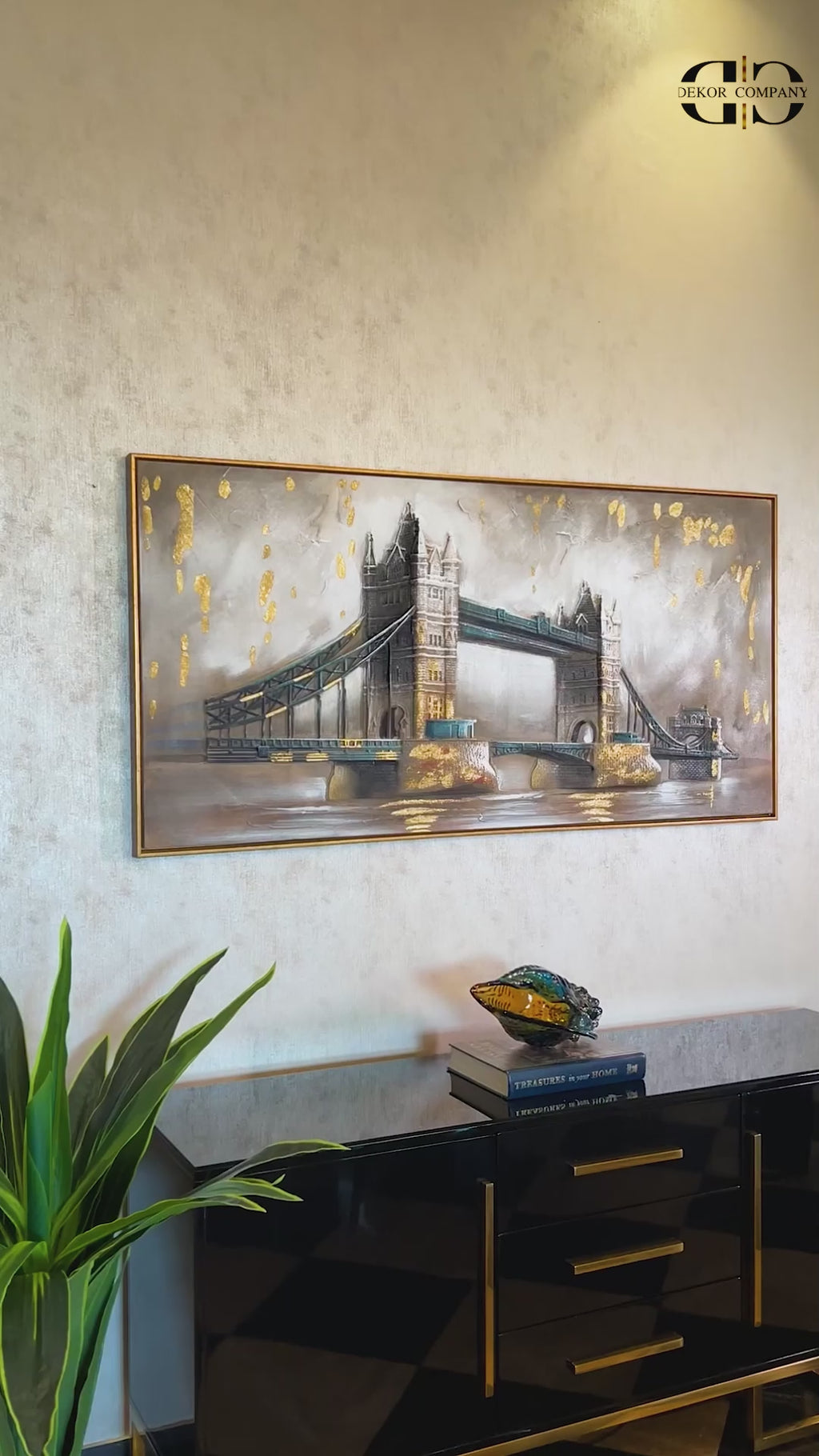 Majestic Crossing Tower Bridge London 100% Hand Wall Decor Paintings for Home & Wall Decoration Items (56 x 28 Inches)