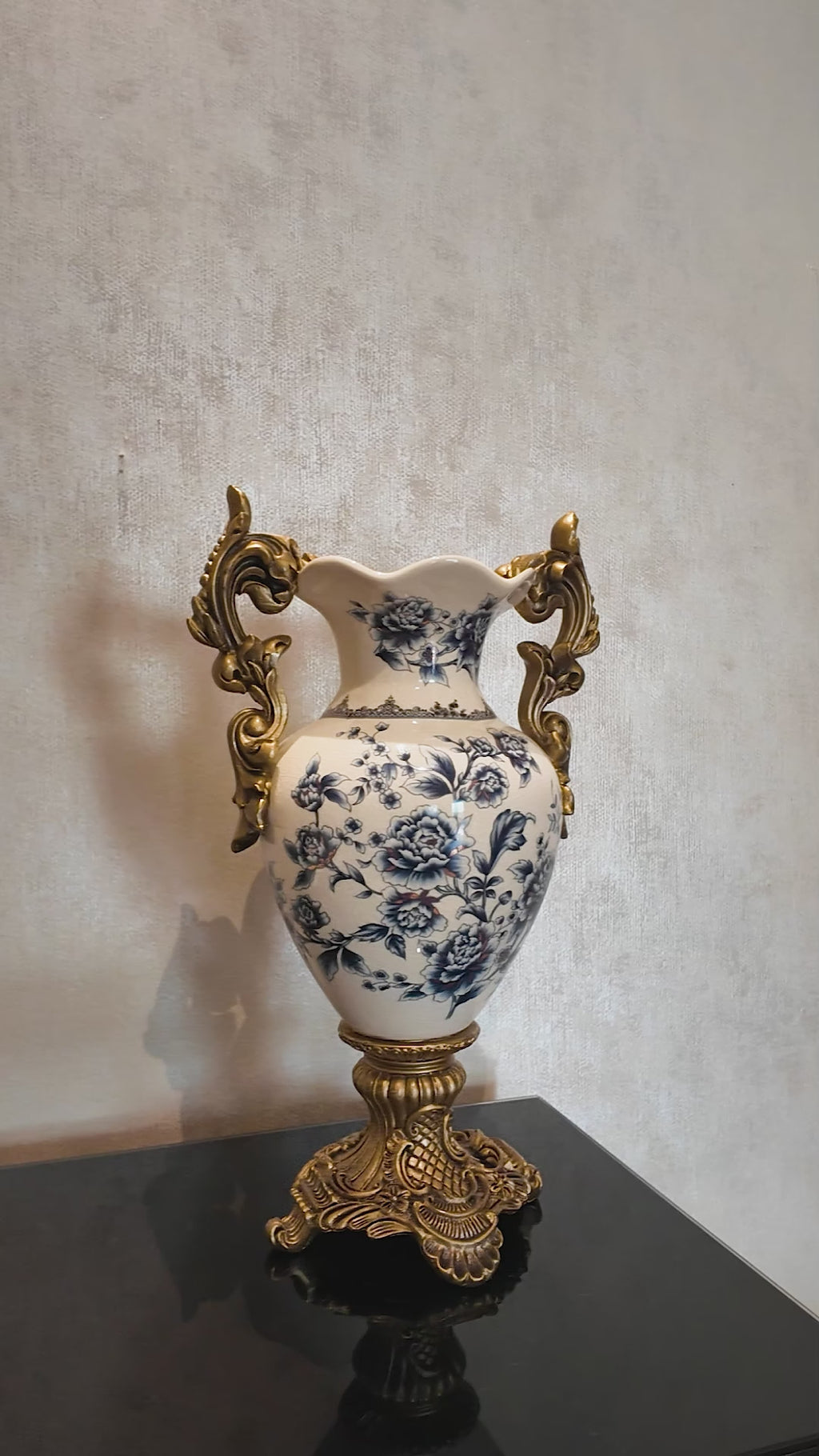 Blue Jay Floral Decorative Vase & Showpiece (Blue Pottery)